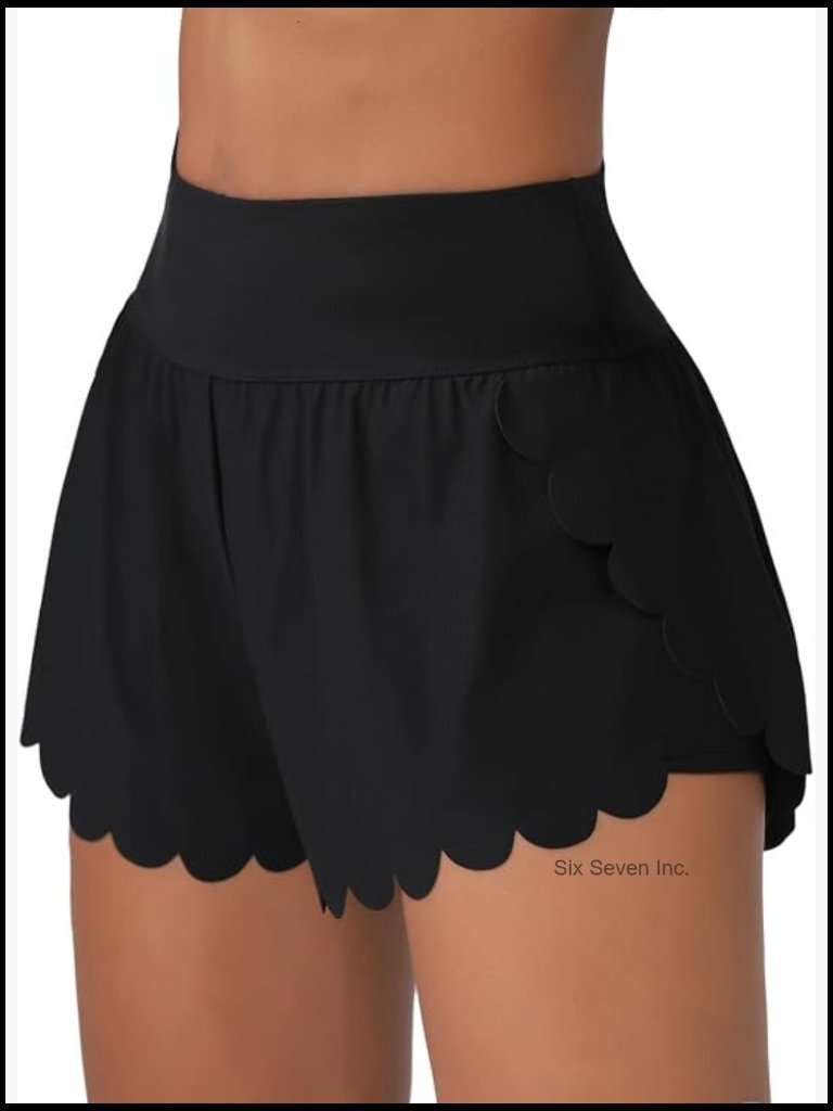 2 In 1 Swim Shorts With Built-In Shorts & Pockets High Waisted Board Shorts